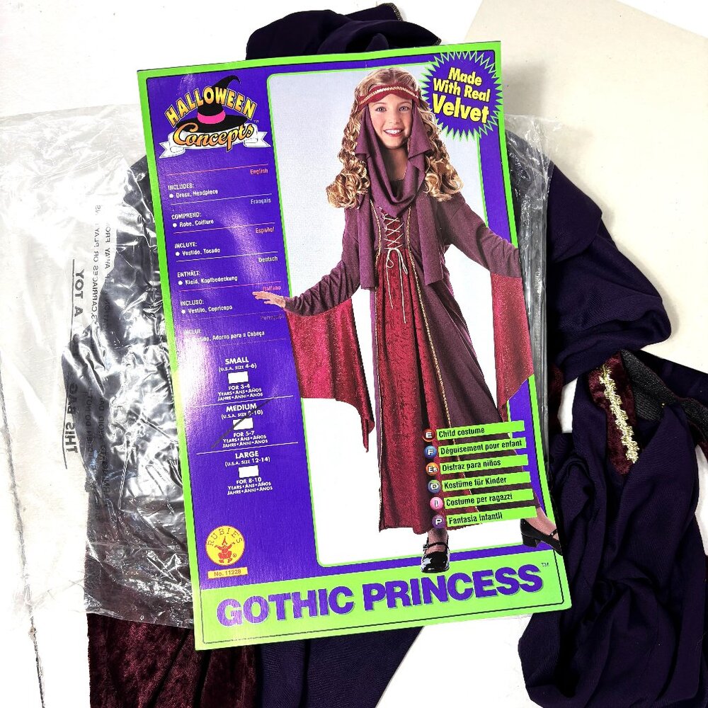 Renaissance Gothic Princess Velour Velvet Dress & Hat Child Medium NWT NOS